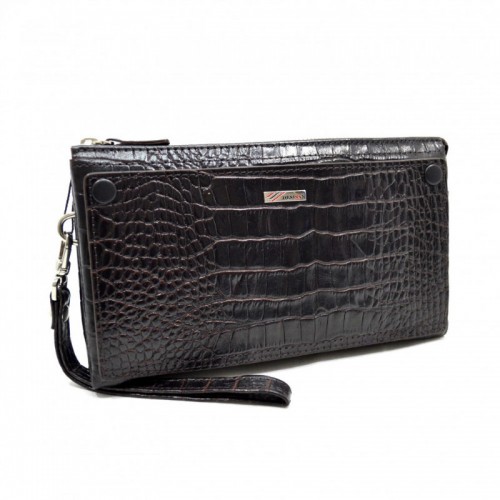 Кожаная барсетка мягкая DESISAN 1457-19 коричневая кроко