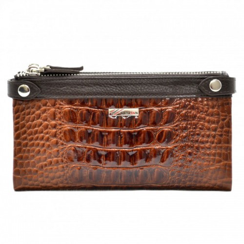 Гаманець жіночий шкіряний Desisan 320-587 рудий кроко лак
