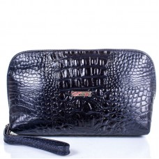 Косметичка кожаная Desisan 1-582 синий кроко лак