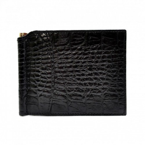Портмоне з затиском шкіряний CANPEL 070-2 чорний кроко