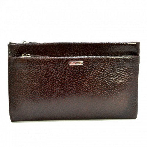 Кожаная барсетка мягкая DESISAN 1460-019 коричневая флотар