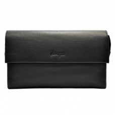 М'яка шкіряна барсетка KARYA 0696-45 чорний флотар