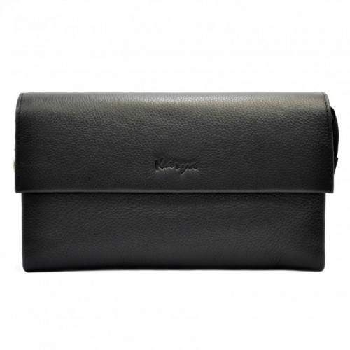 Мягкая кожаная барсетка KARYA 0696-45 черный флотар