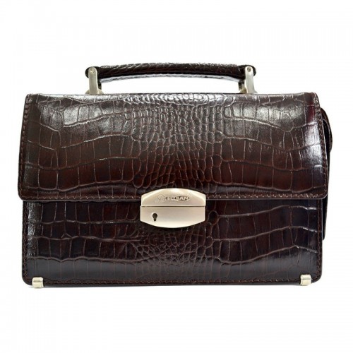 Кожаная барсетка Desisan 1081-19 коричневая кроко