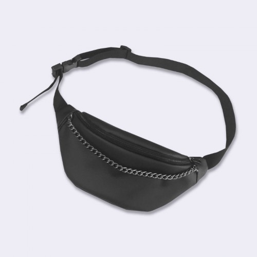 Черная кожаная бананка с цепочкой TWINSSTORE Б59