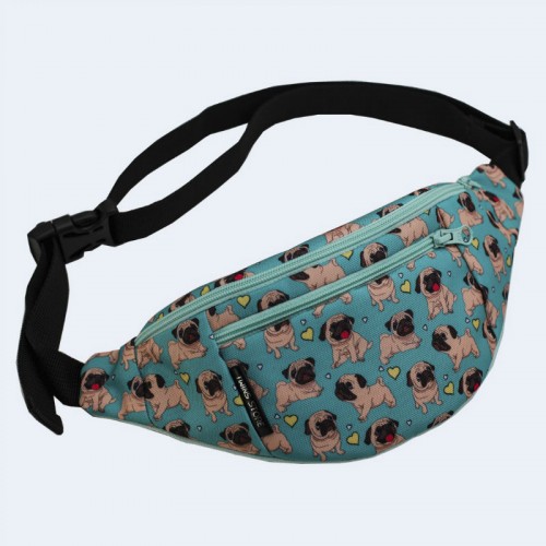 Блакитна бананка з мопсами TWINSSTORE Б178