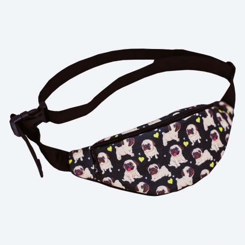 Дитяча чорна бананка з мопсами TWINSSTORE БД199