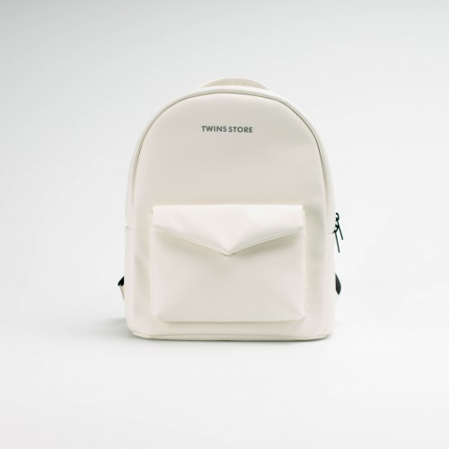 Белый кожаный рюкзак TWINSSTORE Р88