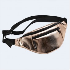 Бронзовая блестящая кожаная бананка TWINSSTORE Б190