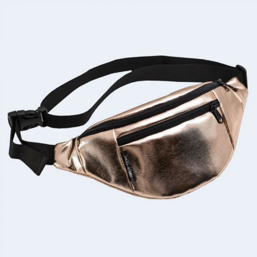 Бронзовая блестящая кожаная бананка TWINSSTORE Б190