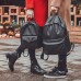 Черный кожаный большой рюкзак TWINSSTORE Р57