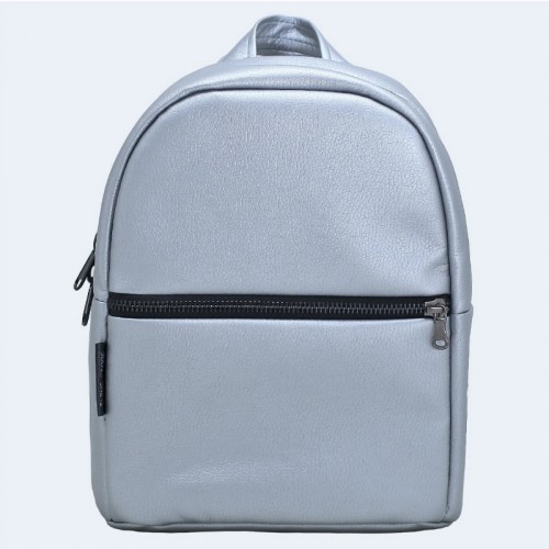 Серебряный кожаный рюкзак small TWINSSTORE Р58