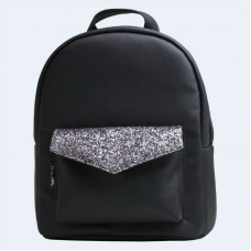 Черный кожаный рюкзак black silver TWINSSTORE Р78