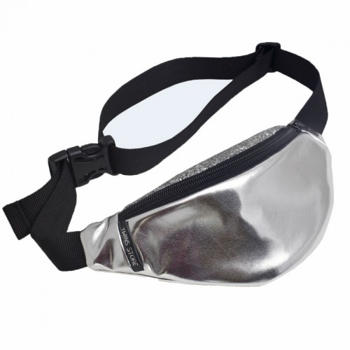 Срібна шкіряна бананка silver TWINSSTORE б169