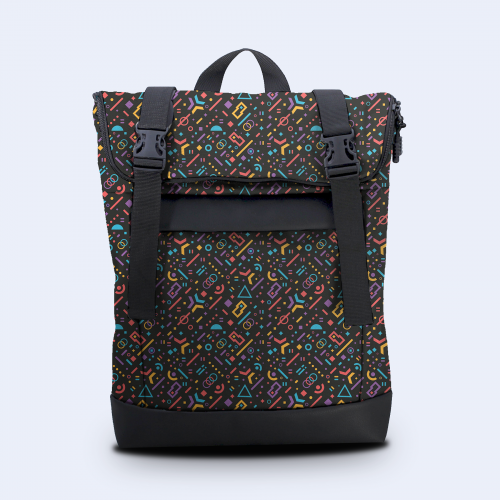 Рюкзак Rolltop medium черная абстракция Р102 черный
