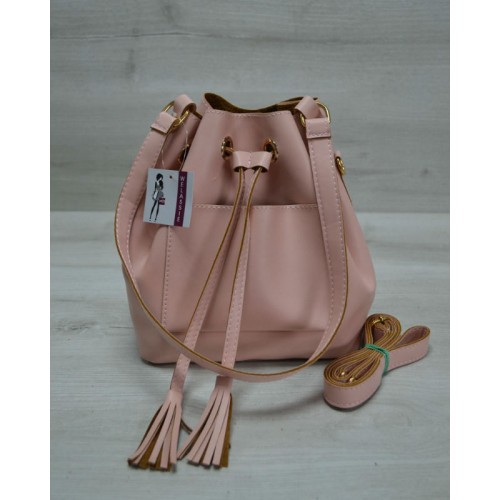 Молодежная сумка Welassie из эко-кожи Люверс пудрового цвета 23106