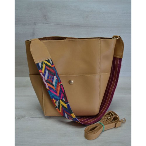 Женская сумка Welassie из эко-кожи яркий ремень горчичного цвета 23203