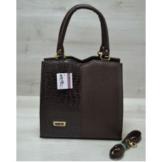 Класична жіноча сумка Welassie Трикутник коричневого кольору з коричневим крокодилом 31710