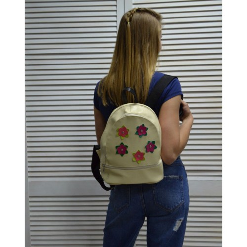 Молодежный рюкзак Welassie «Цветочки» бежевого цвета 42301