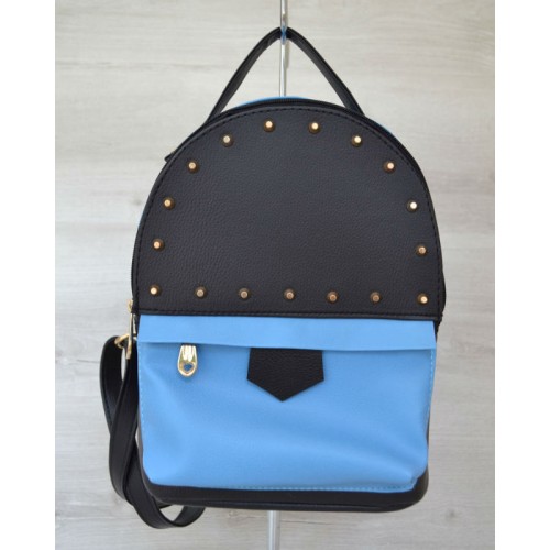 Рюкзак Welassie сверху шипы черный c голубым 43402