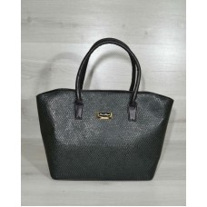 Класична жіноча сумка Welassie «Дві змійки» зелена змія з чорними ручками 11520