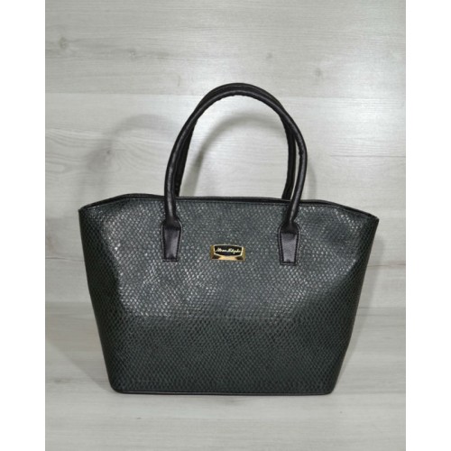 Класична жіноча сумка Welassie «Дві змійки» зелена змія з чорними ручками 11520