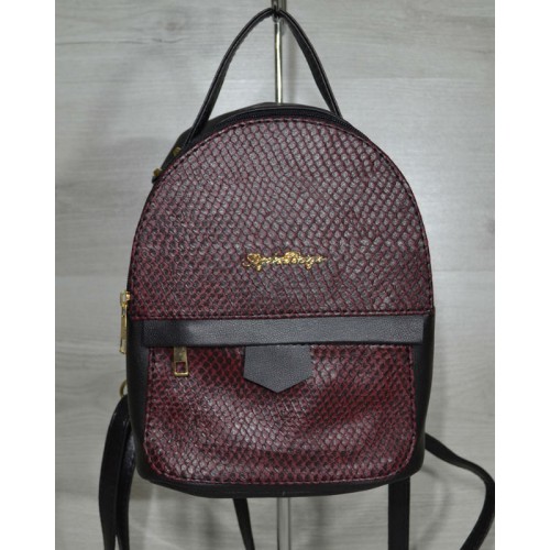 Рюкзак Welassie среднего размера черный с вставкой бордовой змеей 43604