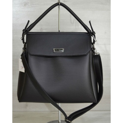 Сумка Welassie на три отделения черного цвета (никель) 54024