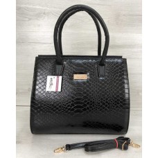 Жіноча сумка бочонок Welassie чорна кобра 31619