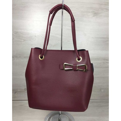 2в1 Молодежная женская сумка Welassie Бантик бордового цвета 55007