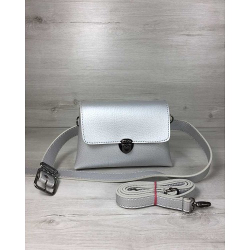 Женская сумка на пояс-клатч Welassie Белла серебряного цвета 60611