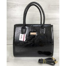 Жіноча сумка бочонок Welassie чорний лак 31618