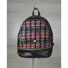 Молодежный рюкзак Welassie черный с клетчатой вставкой 43902 Welassie 43902