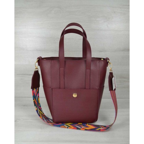 Молодежная женская сумка Welassie Милана с Ярким ремнем бордового цвета 54907