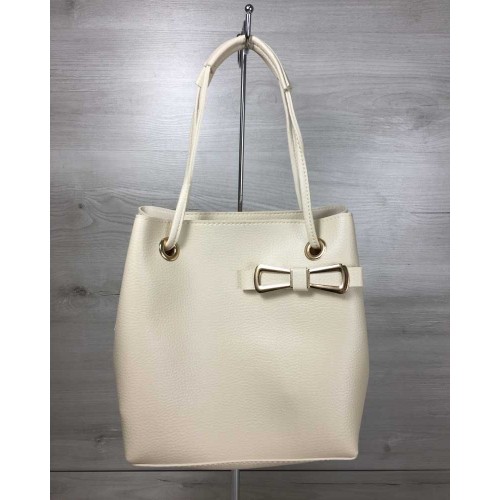 2в1 Молодіжна жіноча сумка Welassie Бантик бежевого кольору 55009