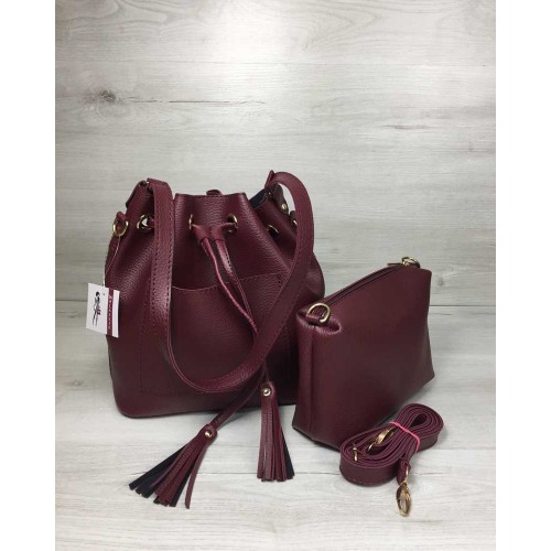 Молодежная сумка Welassie из эко-кожи Люверс бордового цвета 23117