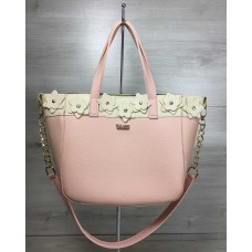 Жіноча сумка Welassie Дарина пудрова з бежевим кольором 55510