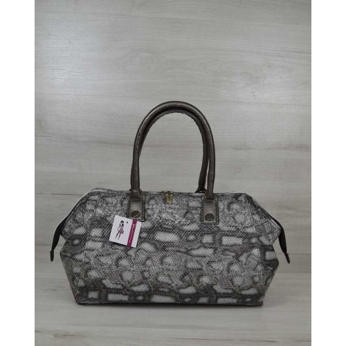 Классическая женская сумка Welassie Оливия серая змея 31905