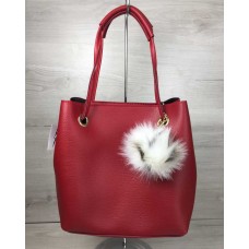 2в1 Молодіжна жіноча сумка Welassie Пушок червоного кольору 55022