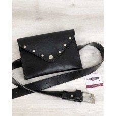 Жіноча сумка на пояс чорного кольору 99104