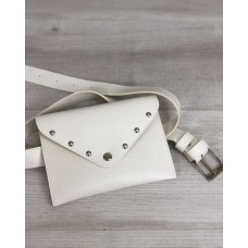 Жіноча сумка на пояс білого кольору 99102
