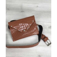 Жіноча сумка на пояс рудий крокодил 99105