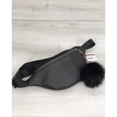 Жіноча сумка Бананка чорного кольору (нікель) 60824