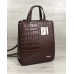 Молодіжний каркасний сумка-рюкзак коричневого кольору зі вставкою коричневий крокодил 44805