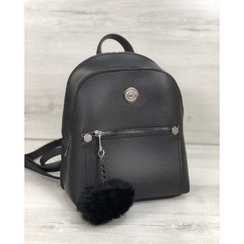 Молодежный рюкзак Welassie Бонни с пушком черного цвета 44404
