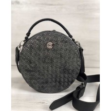 Стильна жіноча сумка Бріджит чорного кольору зі вставкою срібло 32302