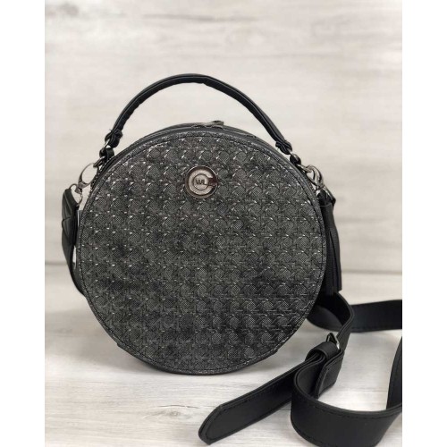 Стильная женская сумка Welassie Бриджит черного цвета со вставкой серебро 32302