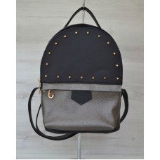 Рюкзак Welassie зверху шипи чорний з металиком 43401