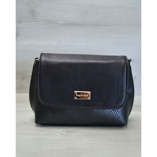 Маленький універсальний жіночий клатч Welassie зелена змія з гладким чорним 60510