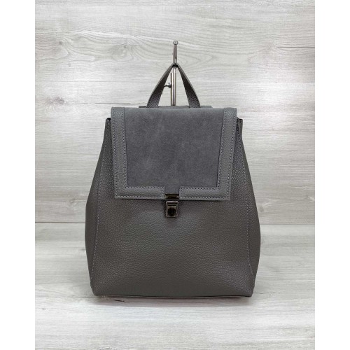 Сумка рюкзак «Луї» з замшем сірий Welassie 46421